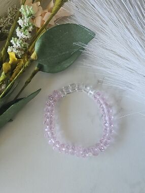 Soft Pink Crystal Bead Stretch Bracelet - Women Jewelry